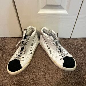 Vintage Havana white black silver stars side zip sz 7.5